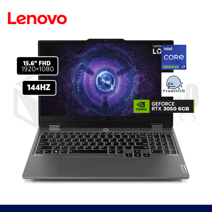 LAPTOP LENOVO LOQ 15IRX9 INTEL CORE 7 13650HX 12GB 512GB SSD RTX 3050 6GB 15.6" FREE DOS / 83DV00FHLM