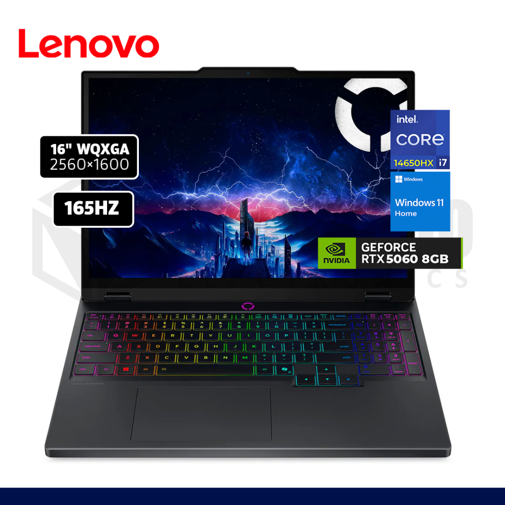 LAPTOP LENOVO LEGION PRO 5 - IA 16IRX10 INTEL CORE I7-14650HX 16GB 1TB SSD NVIDIA RTX 5060 8GB 16" WIN11 / 83NN0039US