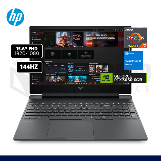 LAPTOP GAMING HP VICTUS 15-FB3020LA RYZEN 7-7445H 16GB 512GB SSD RTX 3050 6GB 15.6" WIN11 HOME/ BT4F7LA#ABM