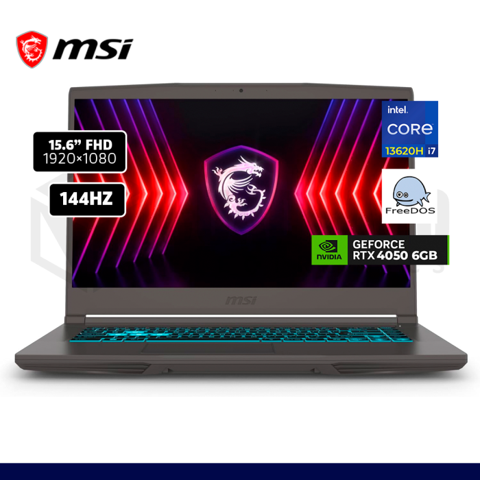 LAPTOP MSI THIN 15 B13VE INTEL CORE I7-13620H 16GB 512GB SSD RTX 4050 6GB 15.6" FREEDOS - GARANT?A DE 2 A?OS + MOCHILA / B13VE-3