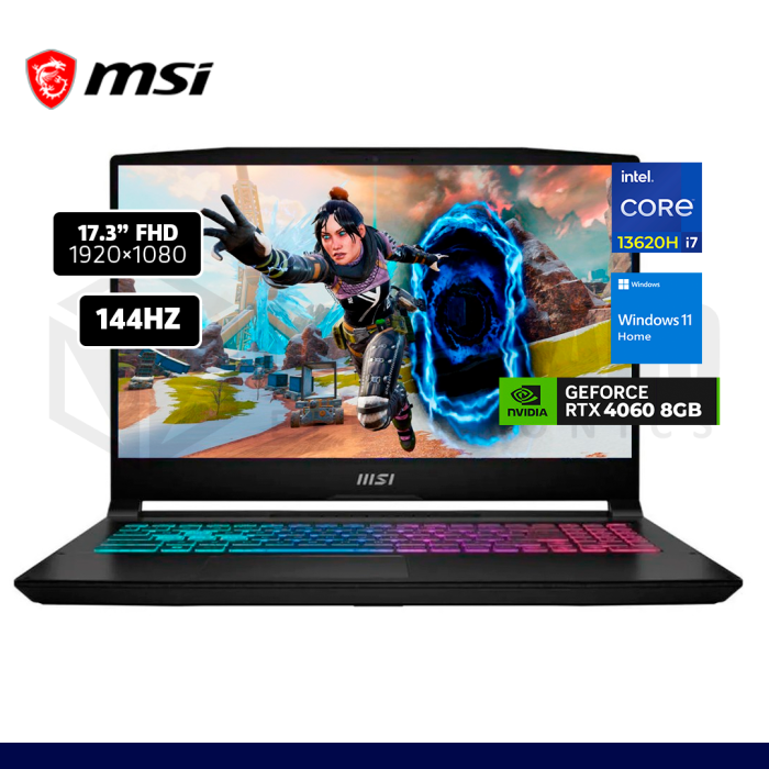 LAPTOP MSI KATANA 17 B13VFK-1293PE INTEL CORE I7-13620H 16GB 512GB SSD RTX 4060 8GB W11 / 9S7-17L541-193