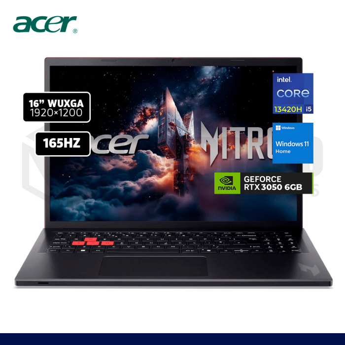 LAPTOP ACER NITRO LITE NL16-71G-58UN INTEL CORE I5-13420H 8GB 512GB SSD RTX 3050 6GB 16" W11 / NH.D4EAL.006