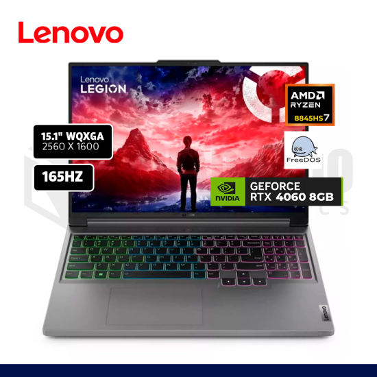 LAPTOP LENOVO LEGION SLIM 5 16AHP9 AMD RYZEN 7 8845HS 16GB 512GB SSD RTX 4060 8GB 16" FREE DOS/ 83DH0086LM