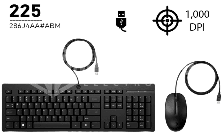 KIT TECLADO Y MOUSE HP 225 ( ) BLACK