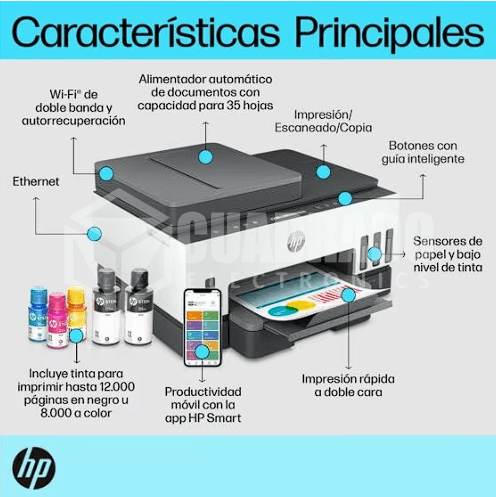 IMPRESORA MULTIFUNCIONAL HP SMART TANK 750 WIFI/BT/LAN 2