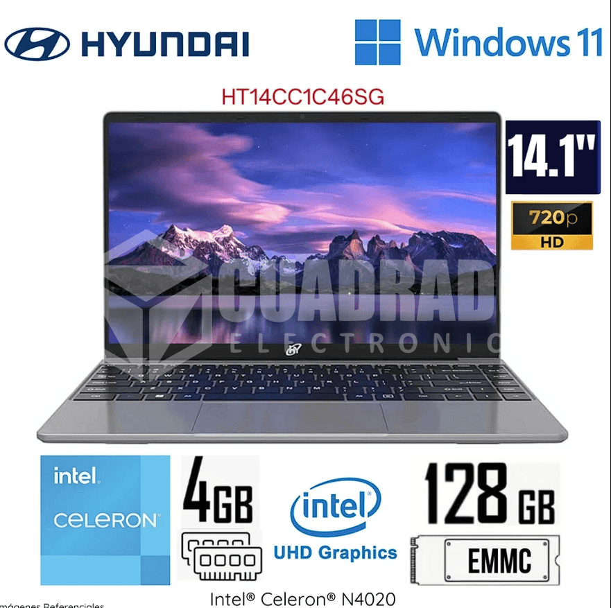 LAPTOP HYUNDAI HYBOOK PLUS 14 INTEL CELERON N4020 4GB 128GB EMMC 14" HD WIN11 HOME S