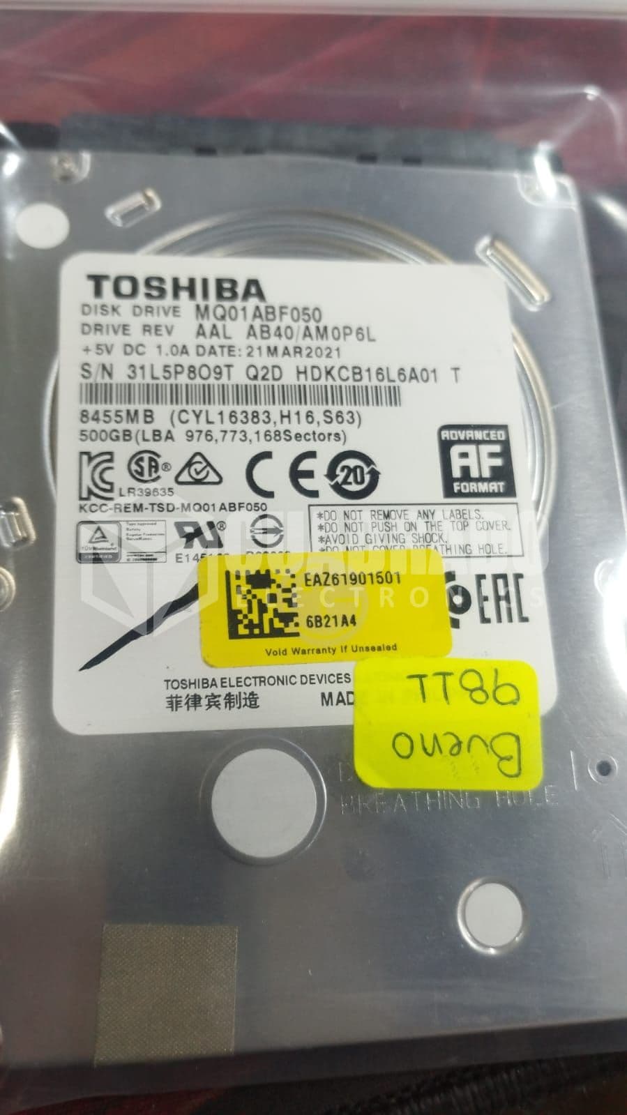 DISCO MECANICO TOSHIBA 500GB 2.5" 5400RPM 500GB 2.5"