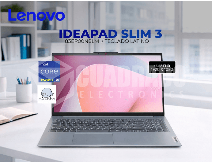 LAPTOP LENOVO IDEAPAD SLIM 3 15IAH8 INTEL CORE I5-12450H 16GB 512GB SSD 15.6" FHD 60HZ FREE DOS