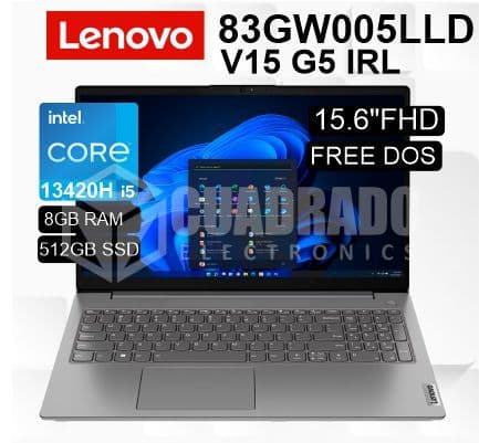 LAPTOP LENOVO V15 G5 IRL INTEL CORE I5-13420H 8GB 512GB SSD 15.6" FHD 60HZ FREE DOS