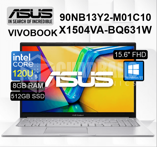 LAPTOP ASUS VIVOBOOK 15 X1504VA-BQ631W INTEL CORE 5-120U 8GB 512GB SSD 15.6" FHD 60HZ WIN11 HOME