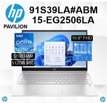 LAPTOP HP PAVILION 15-EG2506LA INTEL CORE I7-1255U 12GB 512GB SSD 15.6" FHD 60HZ WIN11 HOME