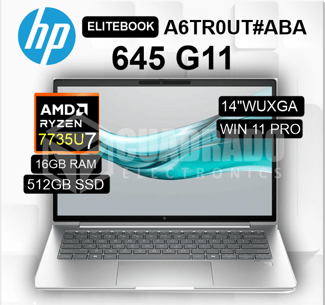LAPTOP HP ELITEBOOK 645 G11 AMD RYZEN 7 PRO 7735U 16GB 512GB SSD AMD RADEON 680M 14" WUXGA 60HZ WIN11 PRO