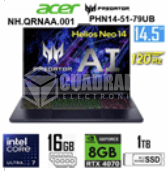 LAPTOP ACER PREDATOR HELIOS NEO 14 PHN14-51-79UB INTEL CORE ULTRA 7-155H 16GB 1TB SSD RTX 4070 8GB 14.5" WQXGA 120HZ WIN11 HOME / NH.QRNAA.001