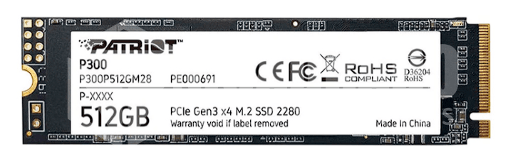 SSD PATRIOT P300 512GB NVME M.2 PCIE GEN3 USADO / P300P512GM28