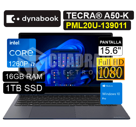 LAPTOP DYNABOOK TECRA A50-K PML20U139011 INTEL CORE I7-1260P 16GB 1TB SSD 15.6" FHD 60HZ WIN10 PRO / PML20U-139011