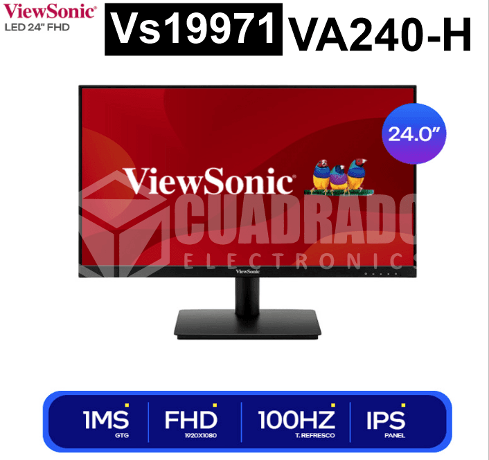 MONITOR VIEWSONIC VA240-H 24" 100HZ 23.8" IPS 100HZ 1MS HDMI*1 VGA*1 VESA 100X100