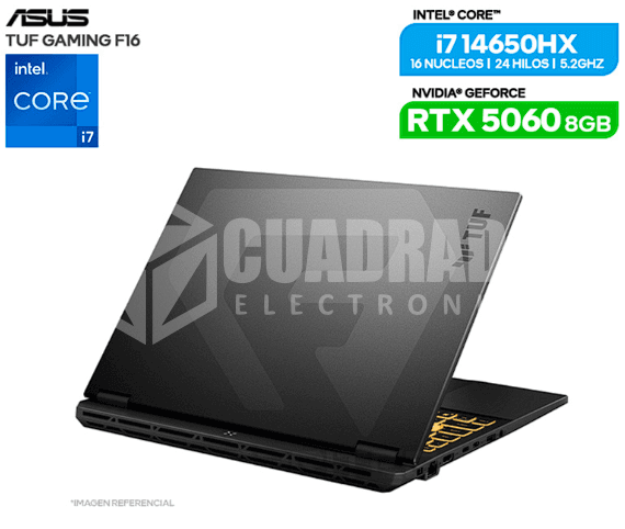LAPTOP ASUS TUF F16 FX608JMR-RV352 INTEL CORE I7-14650HX 16GB 512GB SSD RTX 5060 8GB 16" FHD INCLUYE MOCHILA Y MOUSE 2